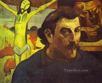 クリスチャン・イエス Painting - 黄色いキリストとの自画像 ポール・ゴーギャン